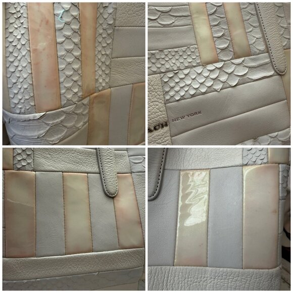 Coach Patchwork Leather Business Carryall + Matching Wallet 30476 White Snakeski - Picture 7 of 16